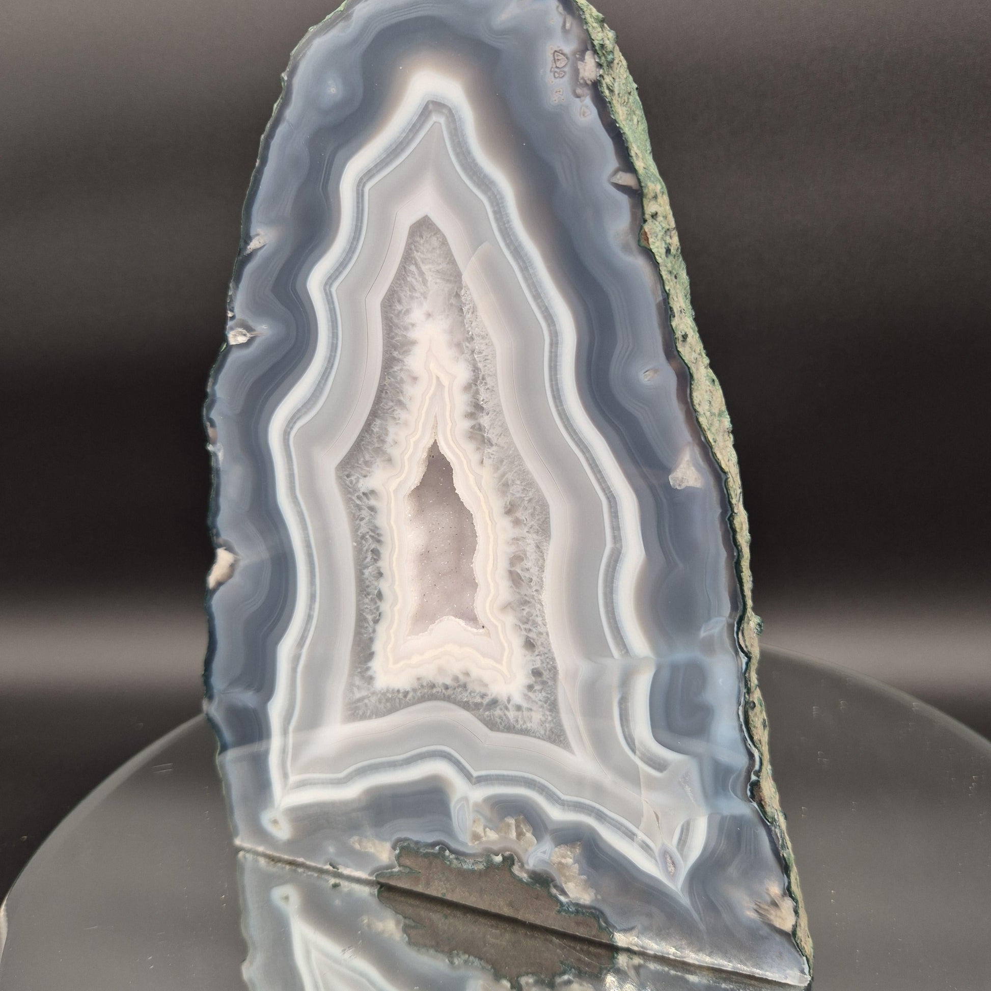 AAA+ Blue Banded Agate Cathedral with Druzy - 8.5 x 6in - 8.61 lbs - Collector Display Crystal Hoarder