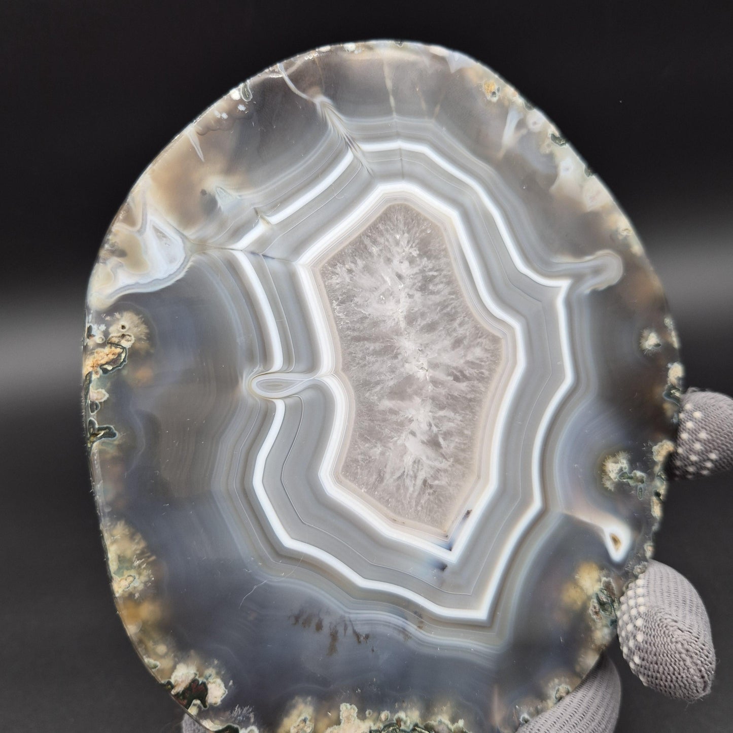 AAA+ Quartz with Blue Banded Agate Fully Polished Uruguay 4 lbs Crystal Hoarder Crystal Hoarder