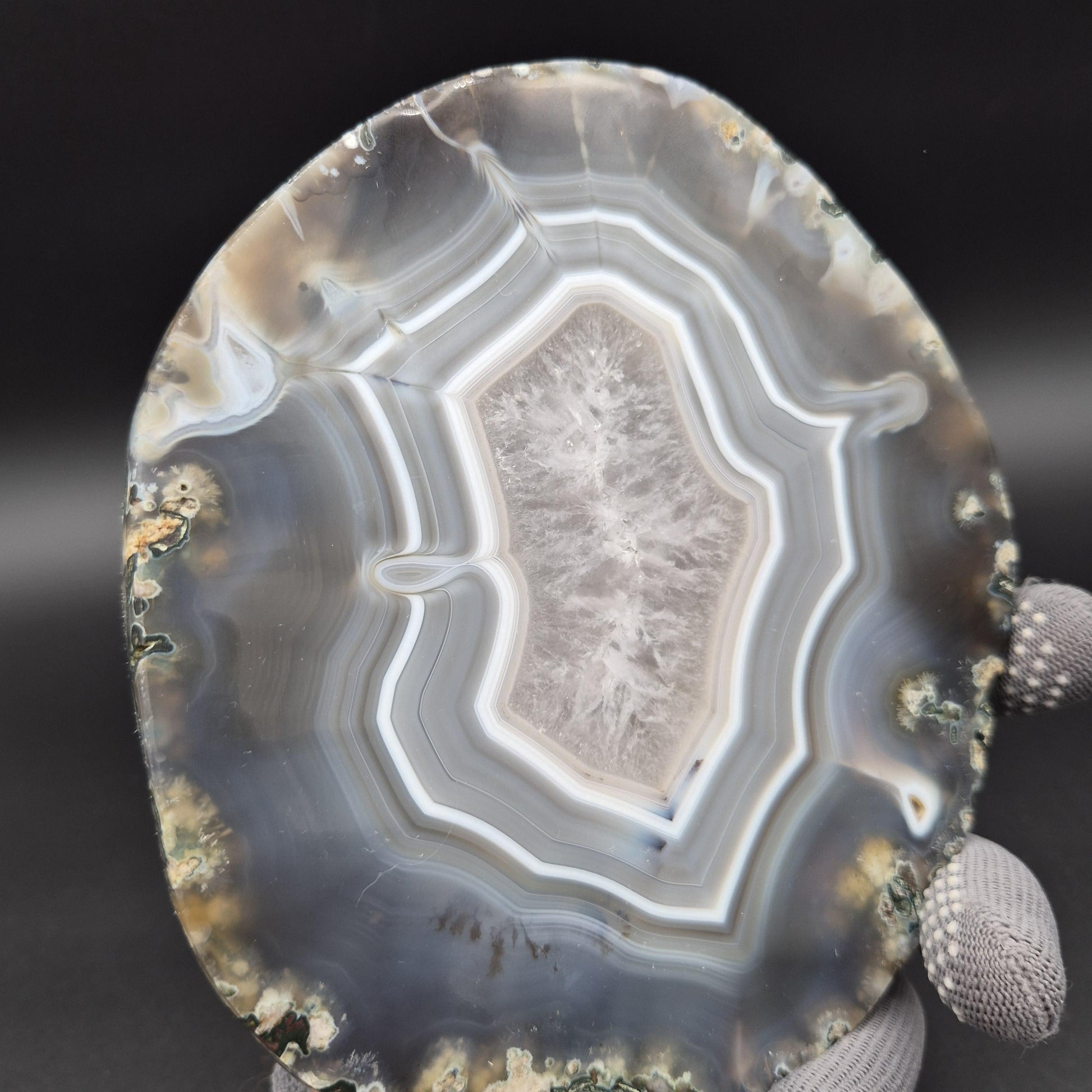 AAA+ Quartz with Blue Banded Agate Fully Polished Uruguay 4 lbs Crystal Hoarder Crystal Hoarder