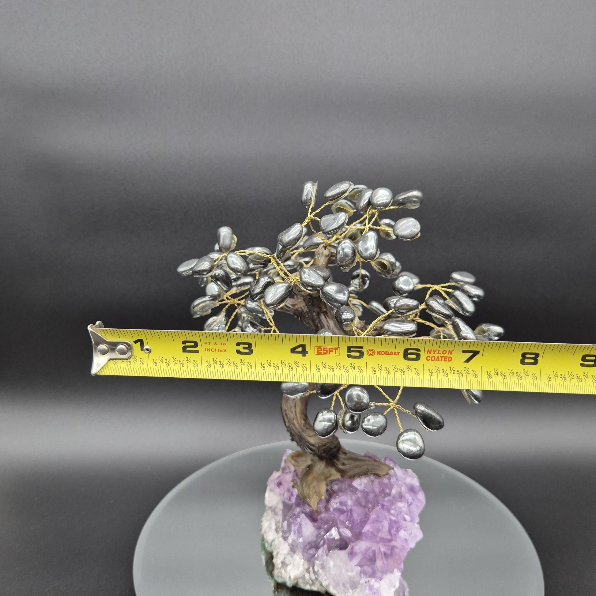 Hematite Crystal Tree on Premium Brazil Amethyst Base - Large Amethyst Cluster Sculpture - Mineral Specimen Décor - 4.89 lbs | 10.5in Tall Crystal Hoarder