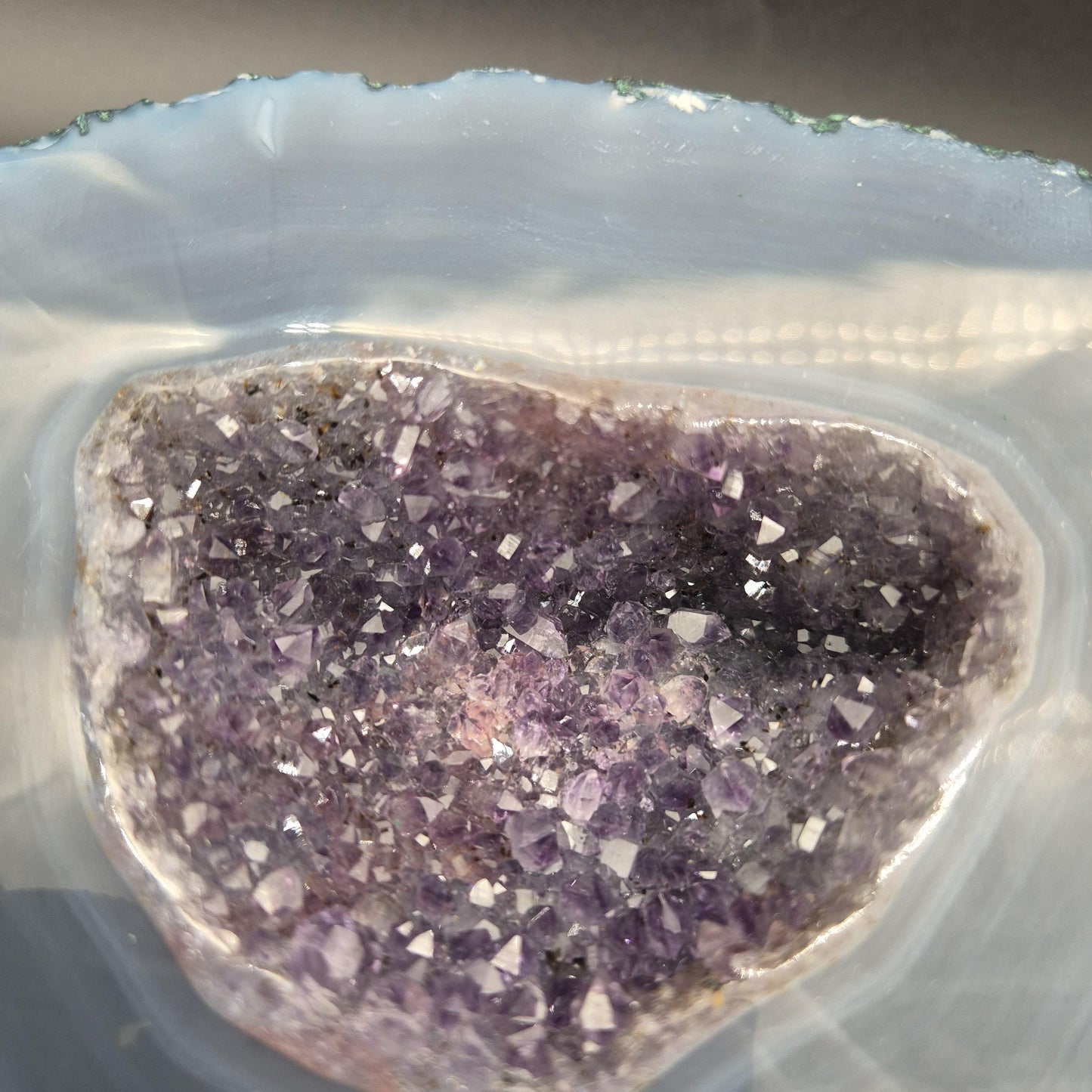 Rare AAA+ Druzy Amethyst with Dark Blue Agate Brazil 4.68 lbs 6.5x5.5x3.5 Collector Crystal Crystal Hoarder