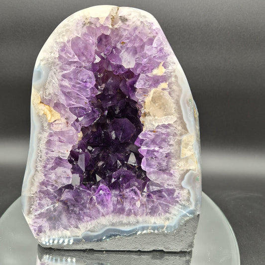 AAA+ Polished Amethyst Cathedral UV Reactive Calcite Dark Purple Blue Banded Agate 10x7x4 13 lbs Crystal Hoarder