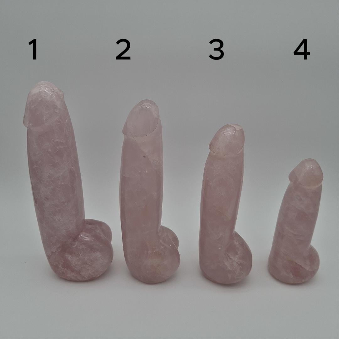 Rose Quartz Penis Sculpture - Unique Hand-Carved Crystal Art Optional LED Display Stand Crystal Hoarder
