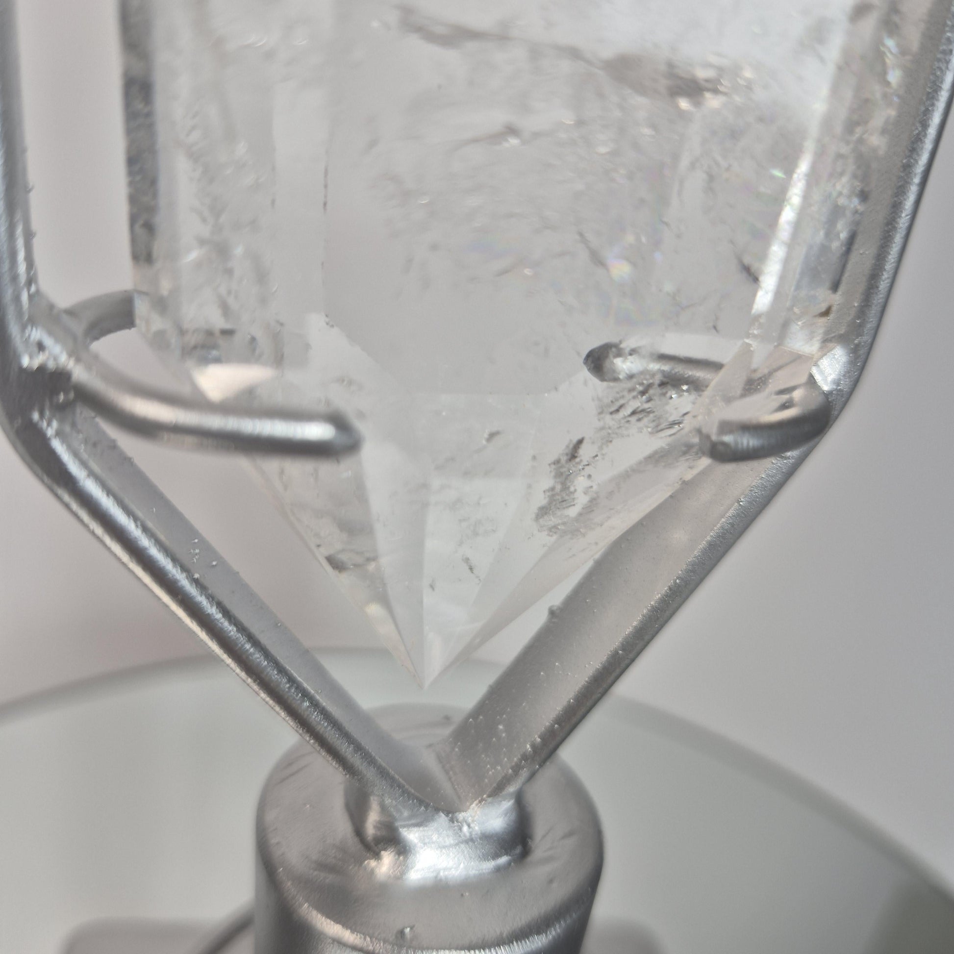 Large Faceted Clear Quartz Double Terminated Crystal on Spin Stand - 4.215 lbs - 16.5in Statement Crystal Display - Collector Specimen Crystal Hoarder