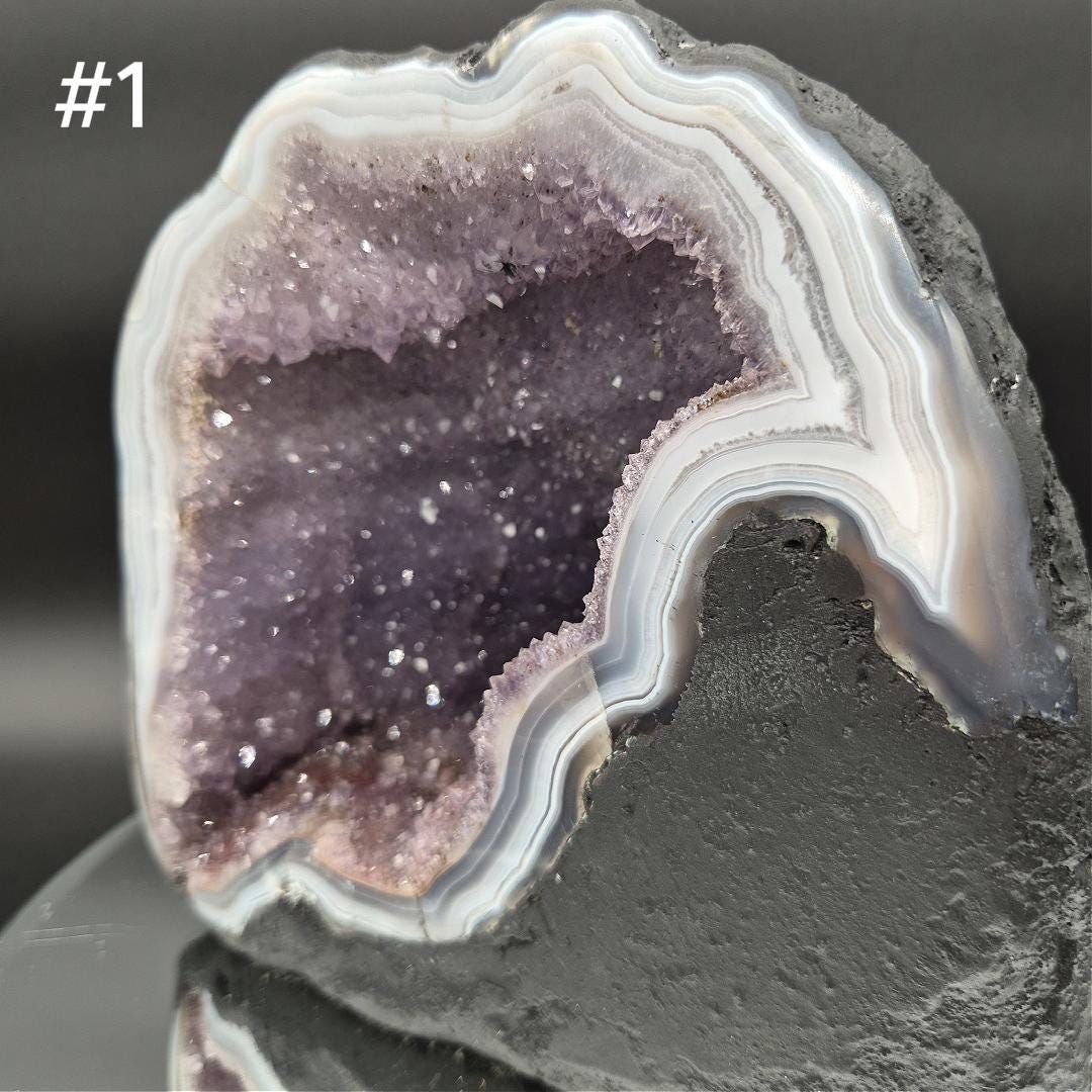 AAA+ Deep Galaxy Amethyst Cathedral Blue Banded Agate Brazil Choose Your Piece 11.48 lbs or 10.17 lbs Crystal Hoarder