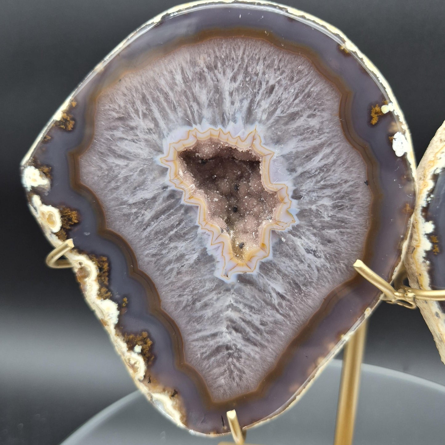 Druzy Agate Geode Butterfly Wings | Natural Brazilian Crystal Pair | 5.26 lb Statement Display Crystal Hoarder