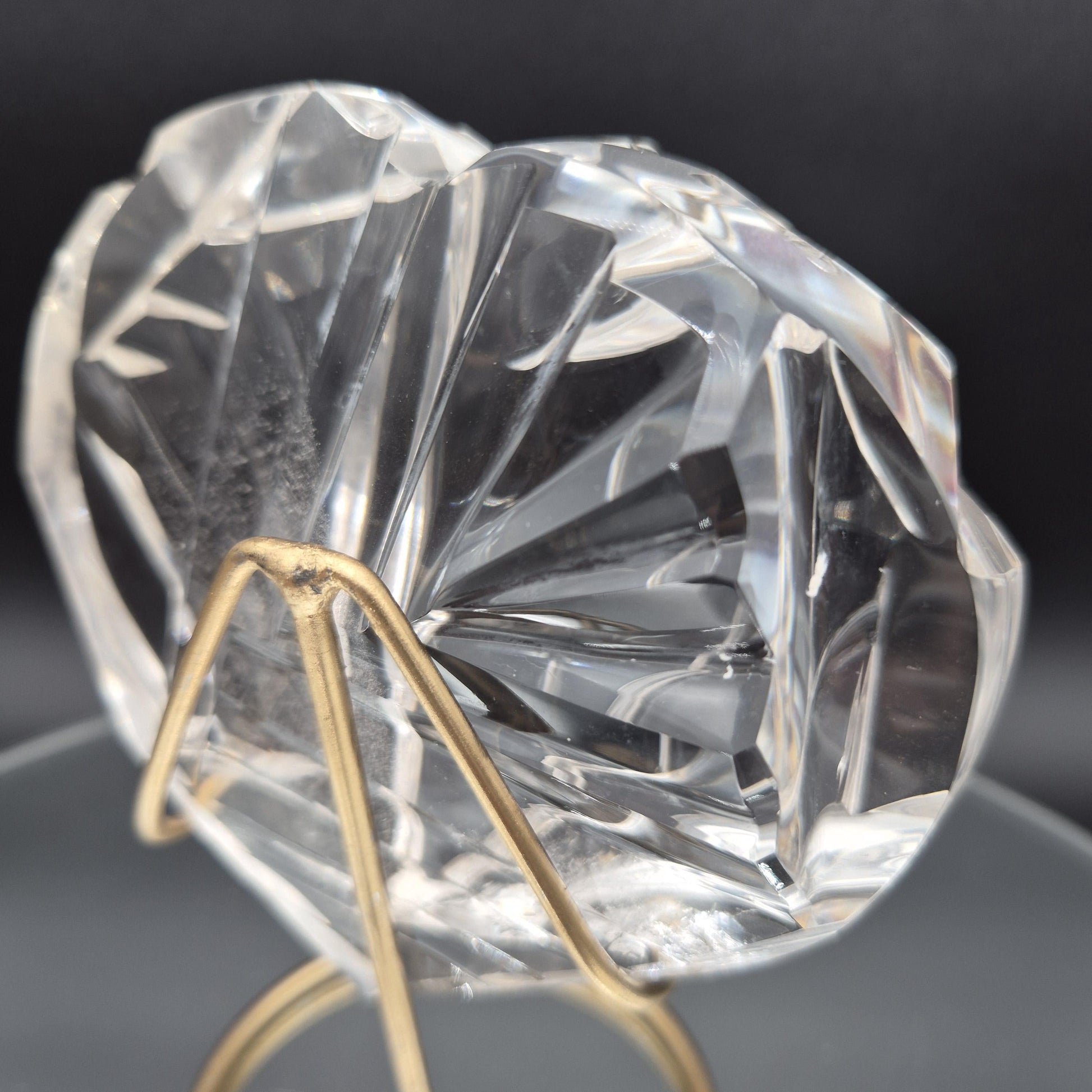 AAA+ Water Clear Quartz Faceted Heart - Hand Carved Brazil - 1.23 lbs - 5.5 x 4.5in - Rare One of a Kind Crystal Crystal Hoarder