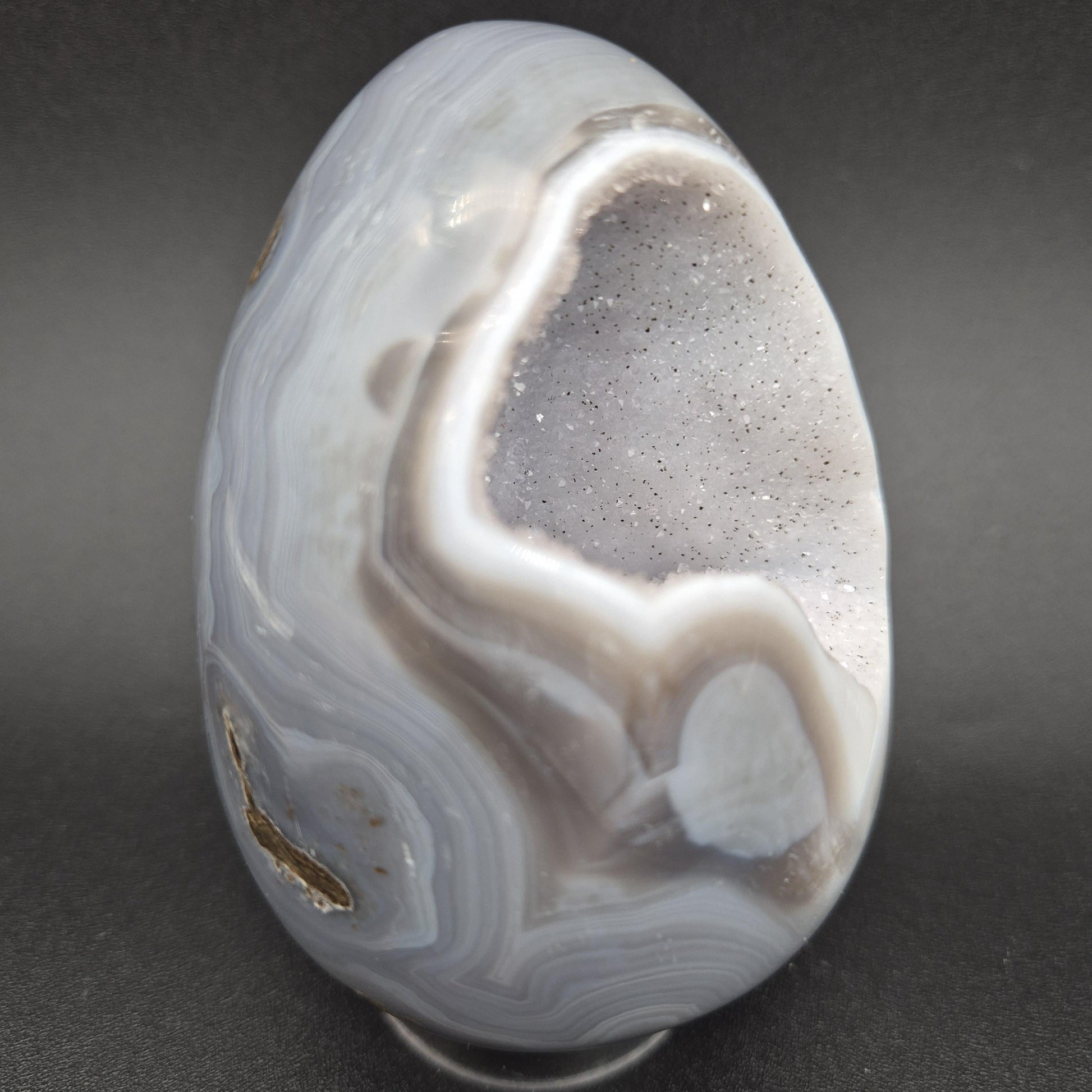 AAA+ Sugar Druzy Agate Egg with Baby Blue Agate | Uruguay Crystal | 1.47 lbs Crystal Hoarder