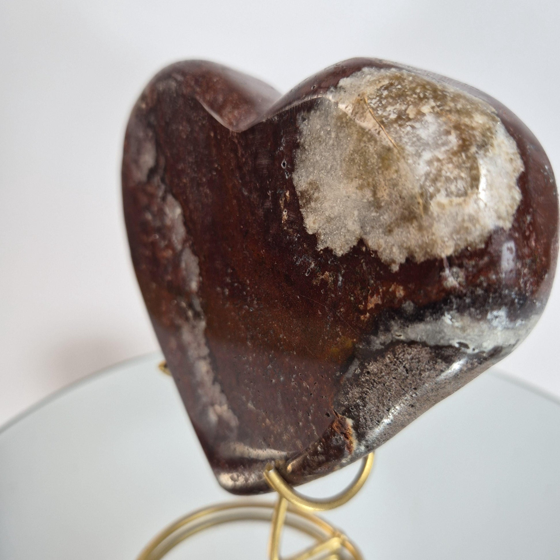Deep Dark Red Jasper Heart with Quartz Veins - Super Rare One-of-a-Kind Crystal Hoarder