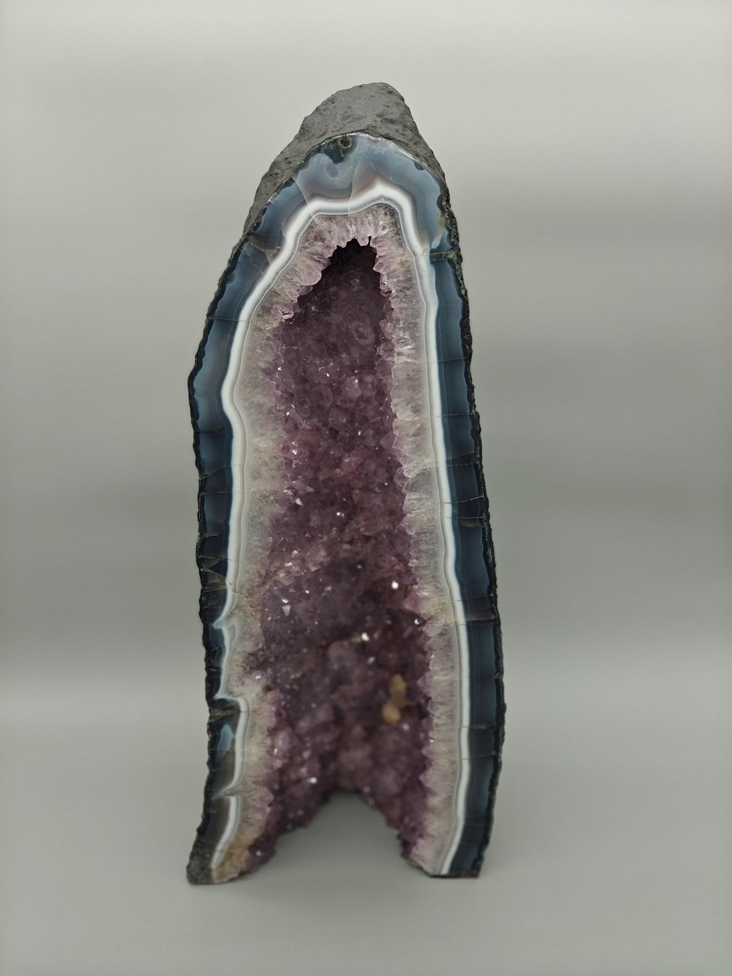 Large Amethyst Cathedral Cave - 25.15 lbs Brazilian Amethyst with UV Reactive Calcite | Statement Crystal Display Crystal Hoarder