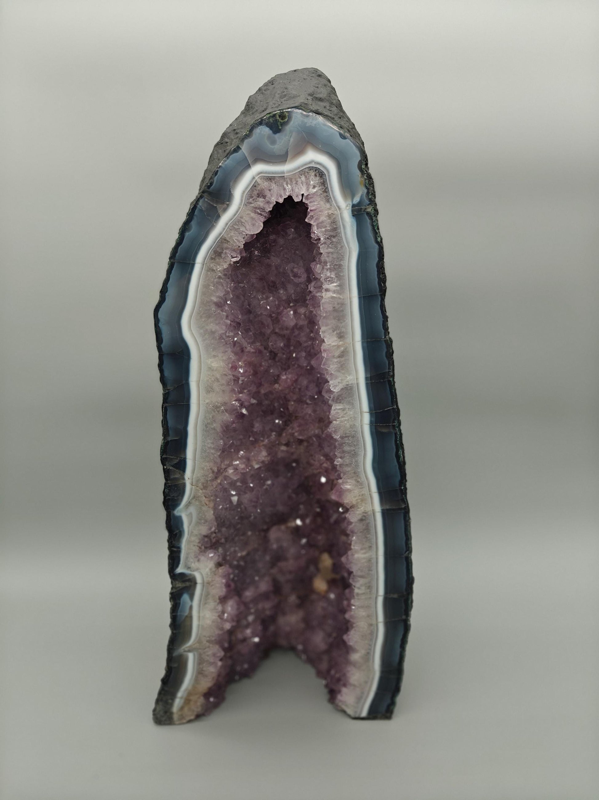 Large Amethyst Cathedral Cave - 25.15 lbs Brazilian Amethyst with UV Reactive Calcite | Statement Crystal Display Crystal Hoarder