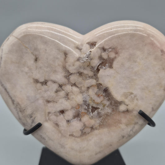 Rare Pink Amethyst Heart with Quartz Center on Stand | Backlit Crystal Display | Brazilian Pink Amethyst | Collector Specimen 1.16 lbs Crystal Hoarder