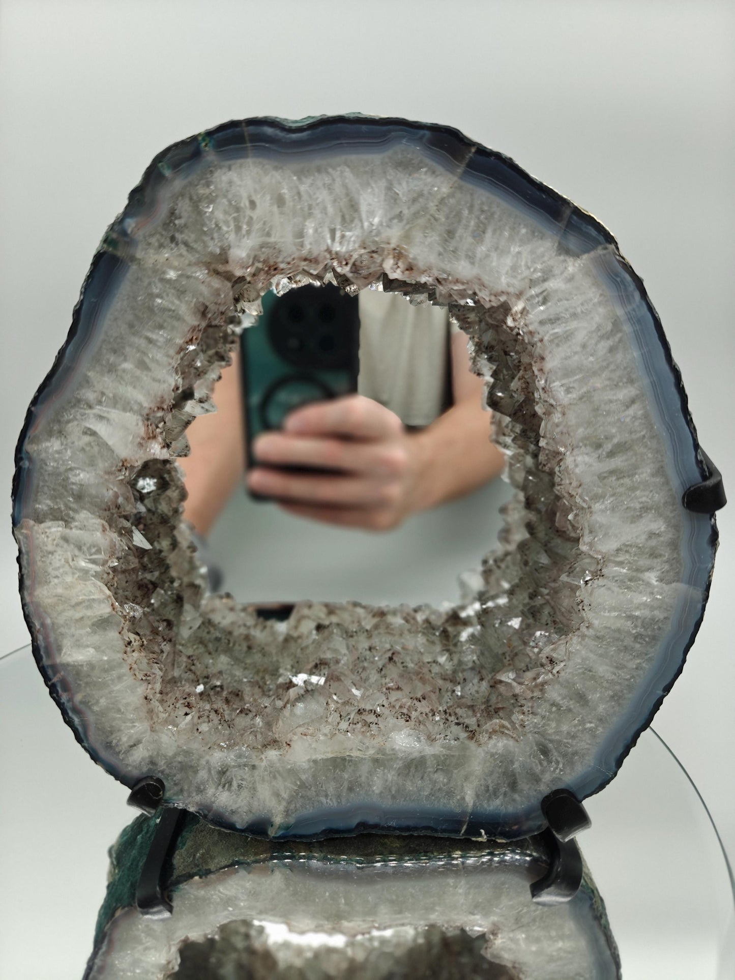 Amethyst Hematite Rutile Blue Agate Mirror Wall Art | Collector Crystal Specimen Crystal Hoarder