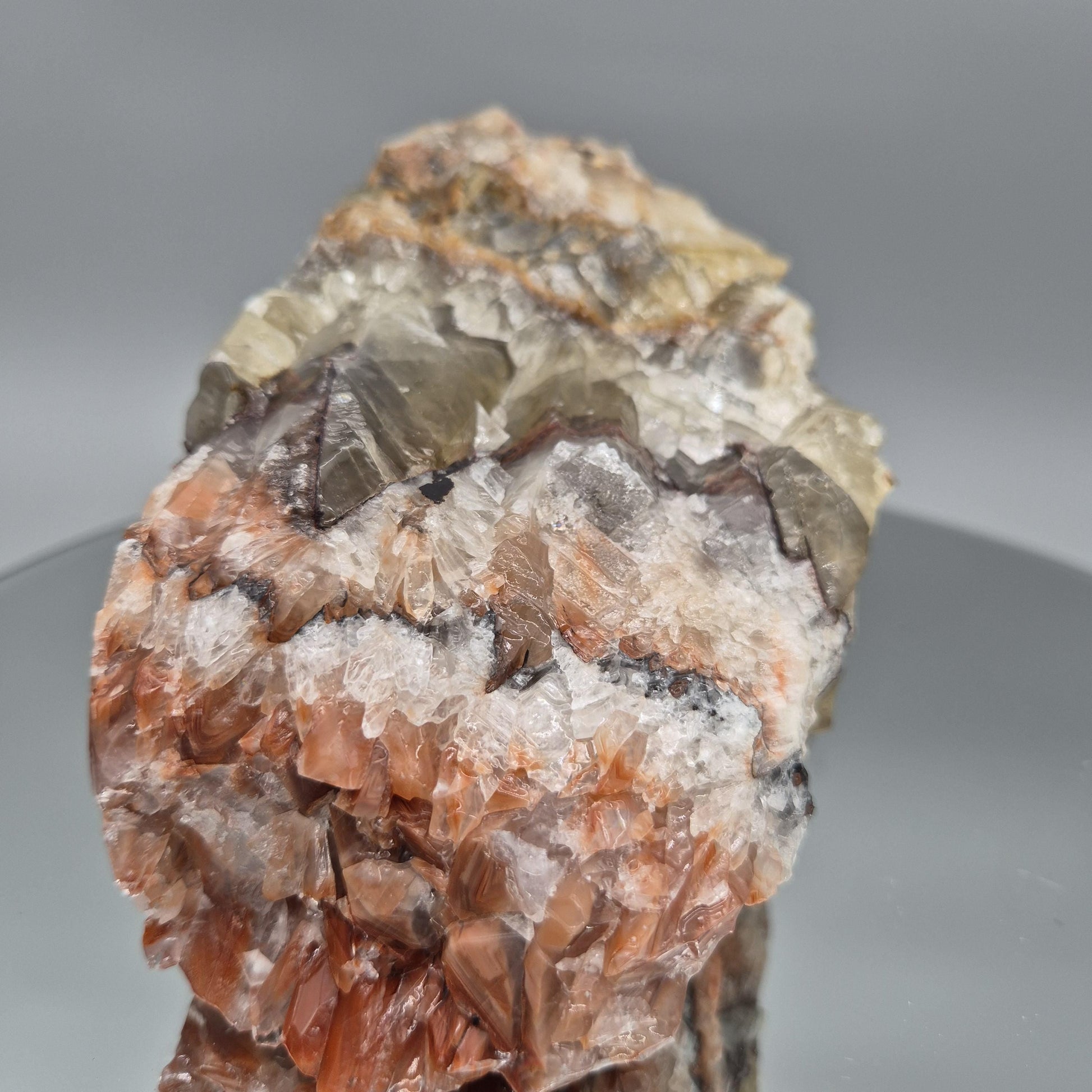 AAA+ Tri-Color Rainbow Banded Calcite Cluster - 7in, 3.6 lbs - Chihuahua Mexico Calcite, Natural Mineral Display Specimen Crystal Hoarder