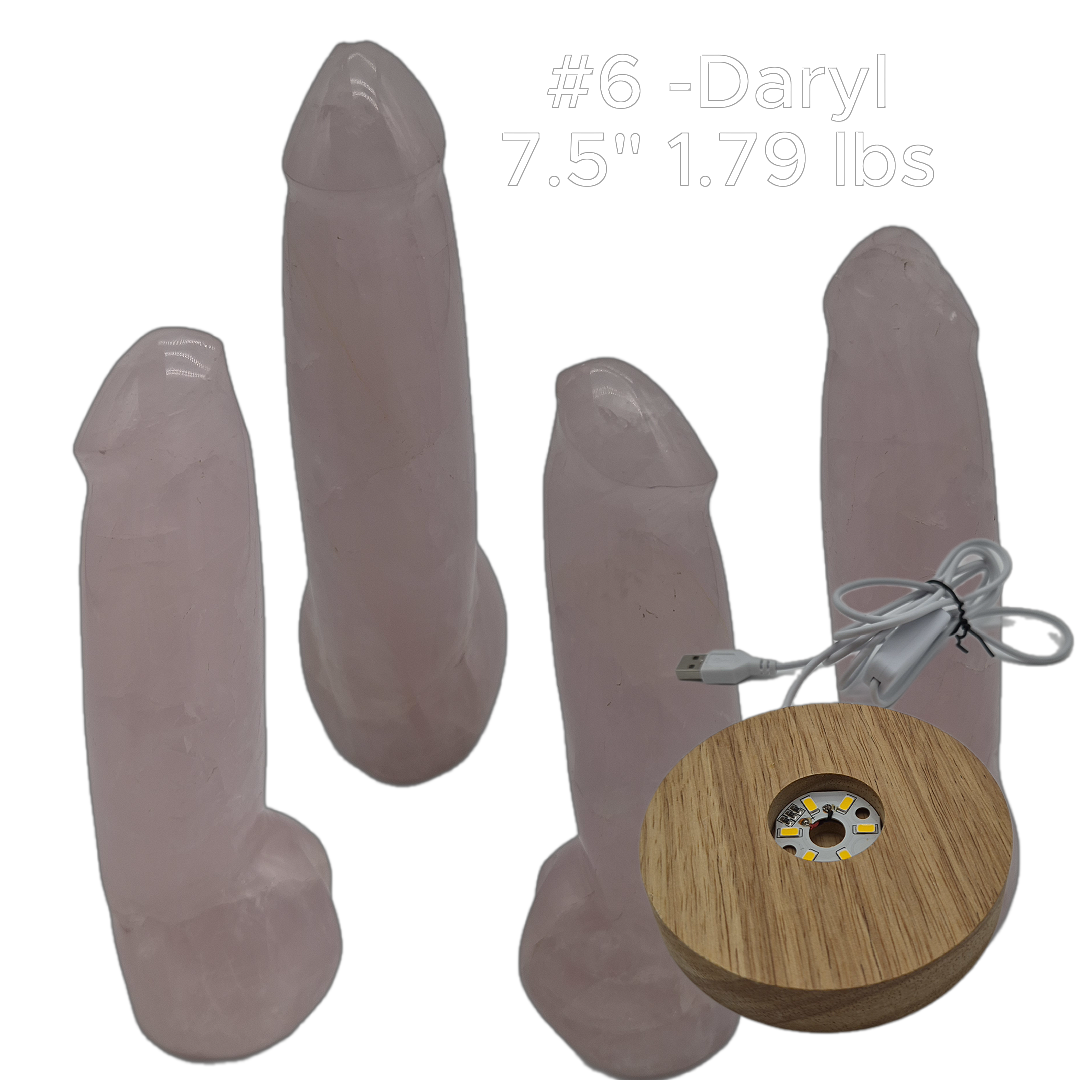 Rose Quartz Penis Sculptures - “The D Collection” - Carved Crystal Art, 6 Unique Sizes, Optional LED Display Stand Crystal Hoarder