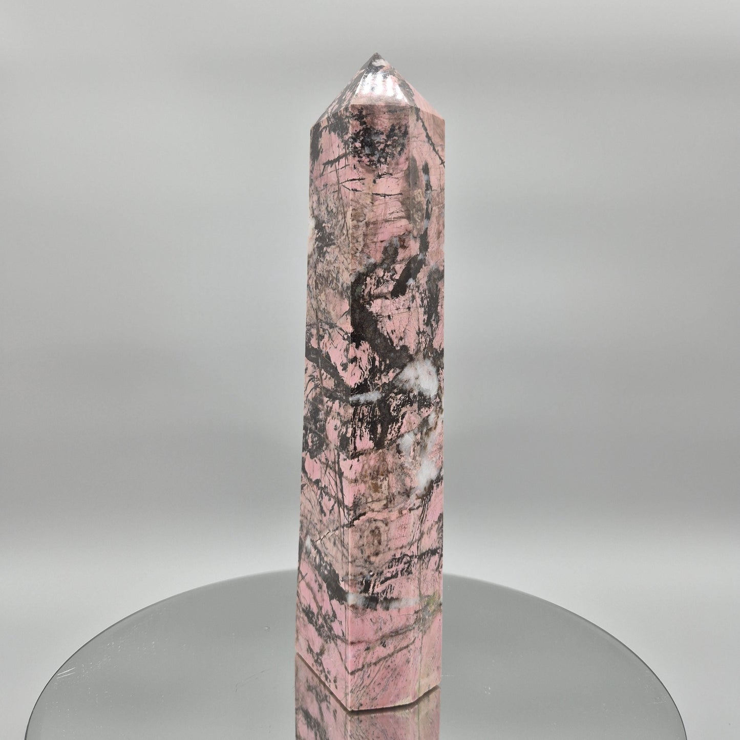 AAA+ Rhodonite Tower – 12 x 3in, 6.31 lbs – Natural Polished Crystal Healing Stone Crystal Hoarder