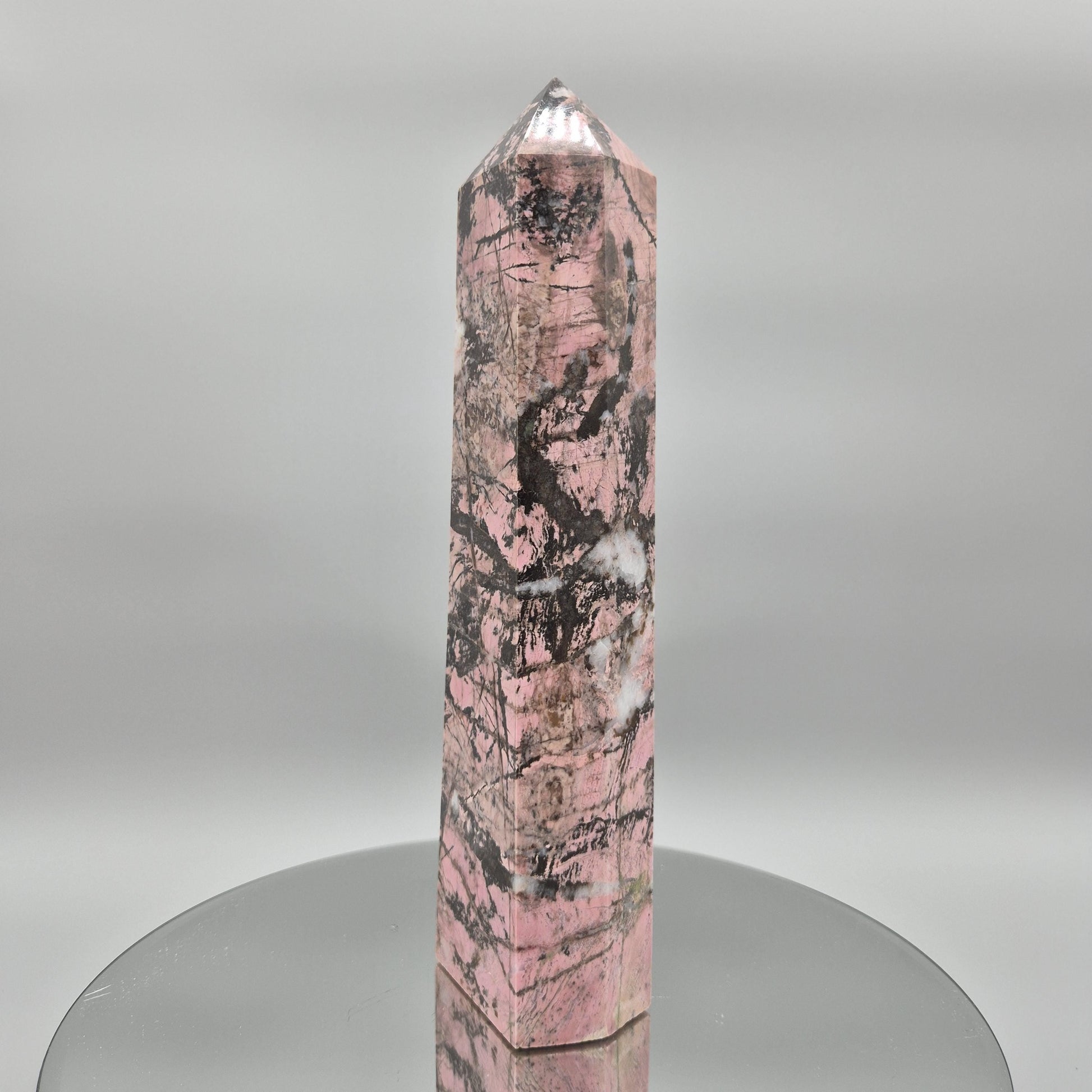 AAA+ Rhodonite Tower – 12 x 3in, 6.31 lbs – Natural Polished Crystal Healing Stone Crystal Hoarder