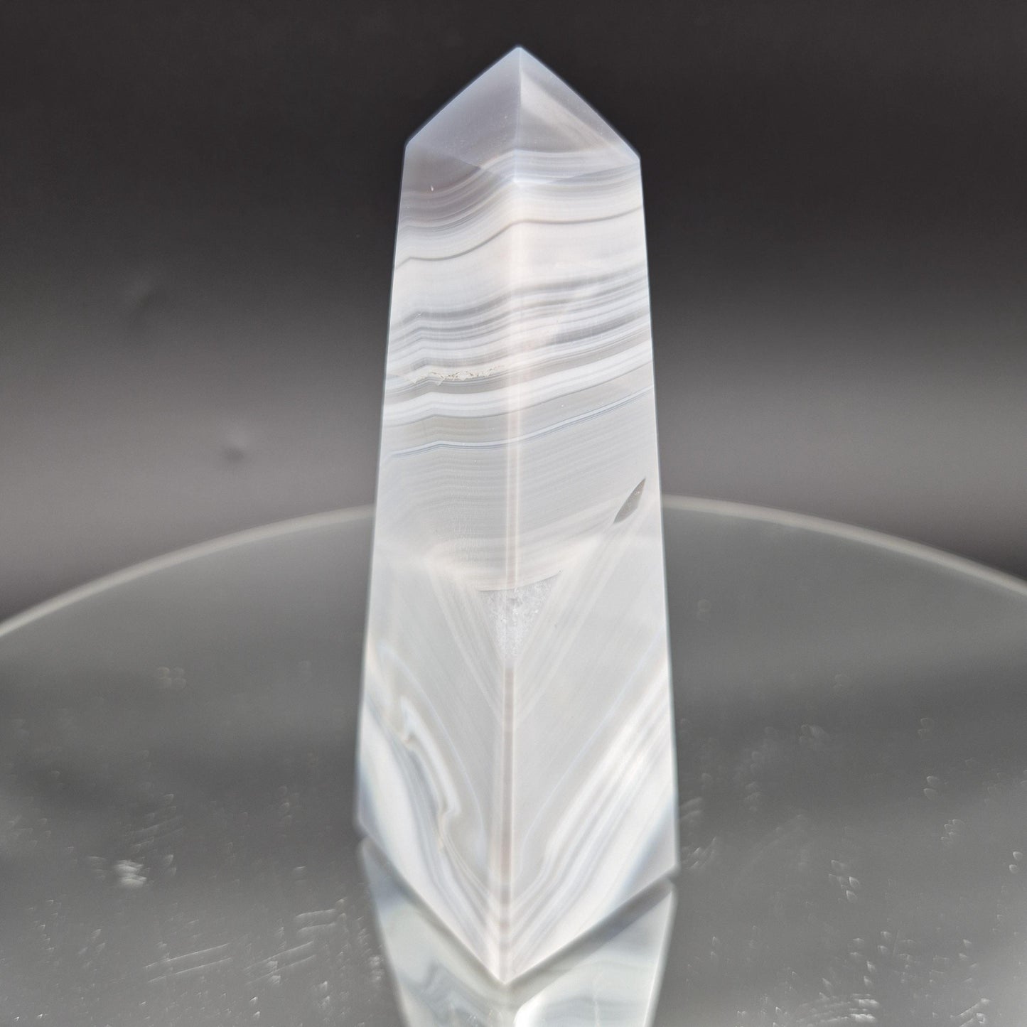 AAA+ Perfect Blue Banded Agate Obelisk Tower | Brazilian Crystal Point | 5 Inch Tower | 0.85 lbs Crystal Hoarder