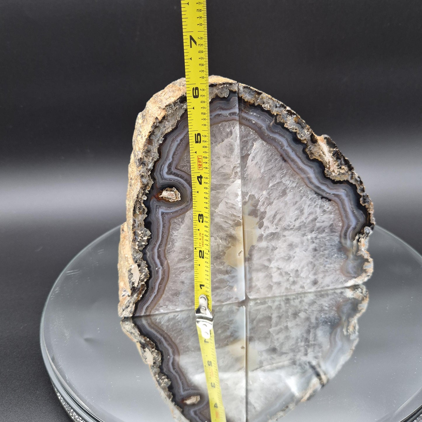 Two in One Blue Banded Agate Bookends with Stalactite Eyes from Brazil 6.46 lbs Crystal Hoarder Crystal Hoarder