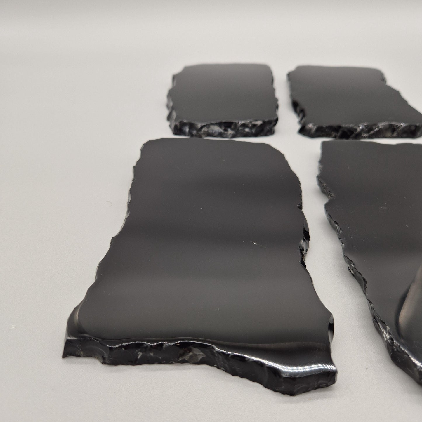 Polished Obsidian Scrying Mirror - Natural Live Edge Volcanic Glass - Black Obsidian Display (1) Mirror - 7 x 4in Crystal Hoarder