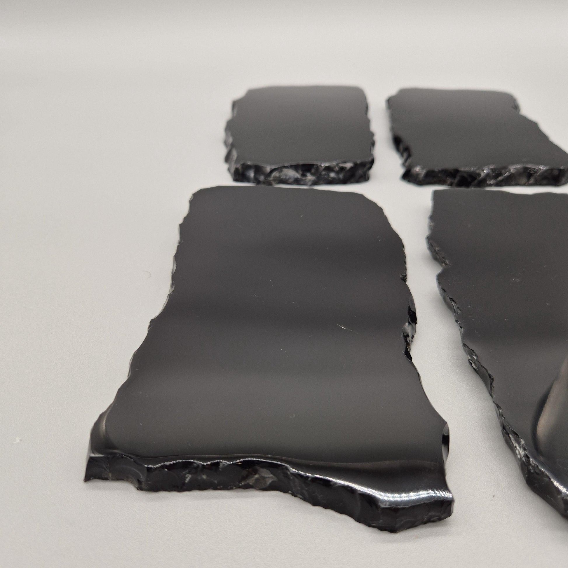 Polished Obsidian Scrying Mirror - Natural Live Edge Volcanic Glass - Black Obsidian Display (1) Mirror - 7 x 4in Crystal Hoarder