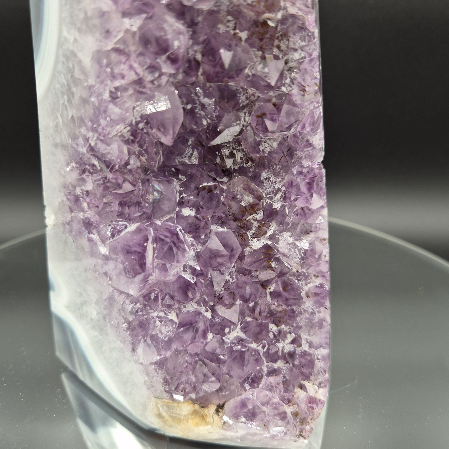 AAA+ Fully Polished Amethyst with Blue Banded Agate and Calcite - Brazil Specimen - 9.5 x 4in - 4.57 lbs - Collector Display Crystal Hoarder