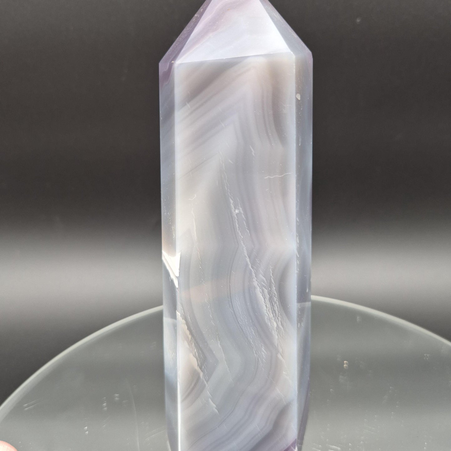 Blue Banded Agate Tower from Brazil – Polished Crystal Point – 3.01 lb 8.5" Display Specimen Crystal Hoarder