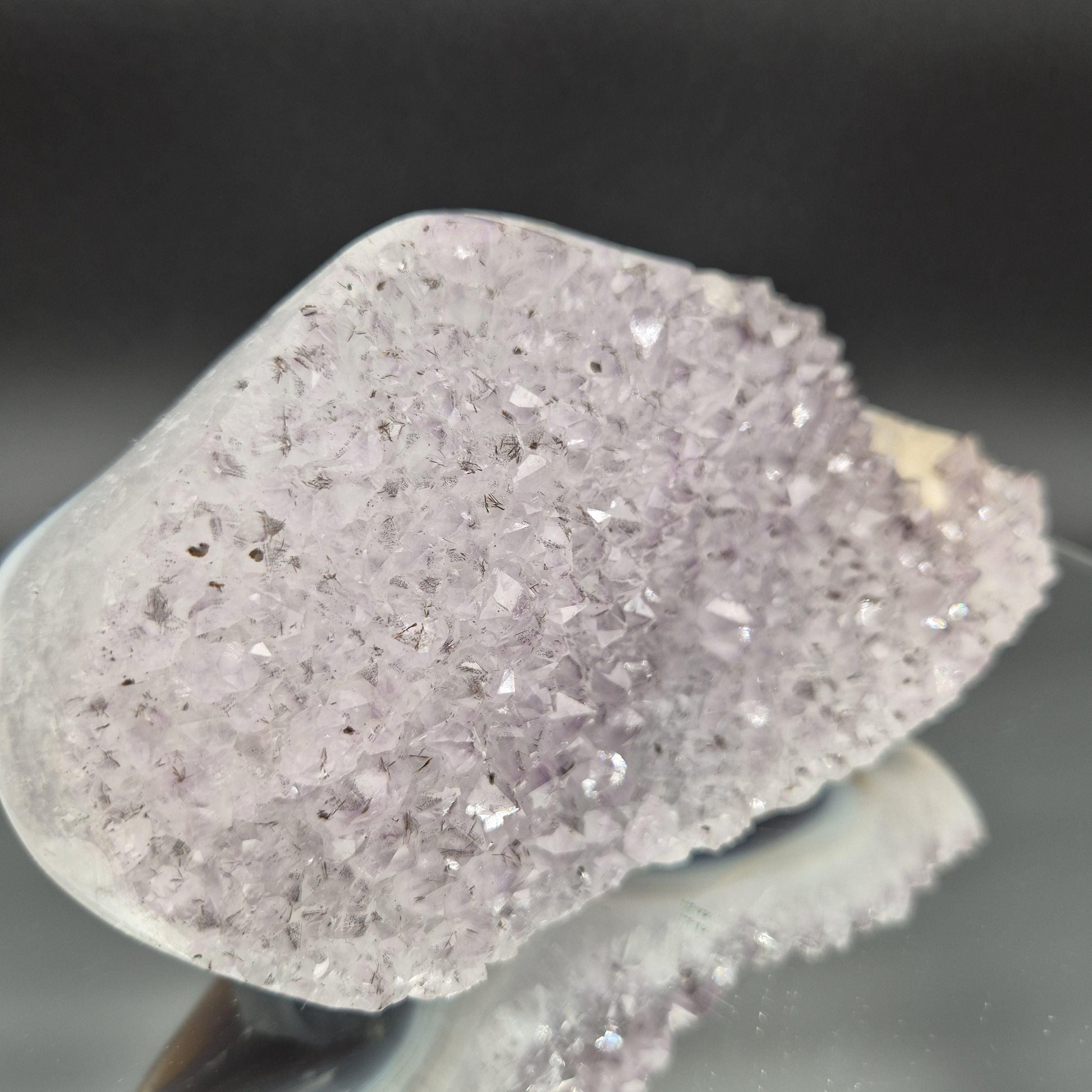 AAA+ Druzy Amethyst with UV Reactive Calcite Black Hematite Blue Banded Agate Freeform 4.58 lbs 7.5x4x3 Brazil Crystal Hoarder