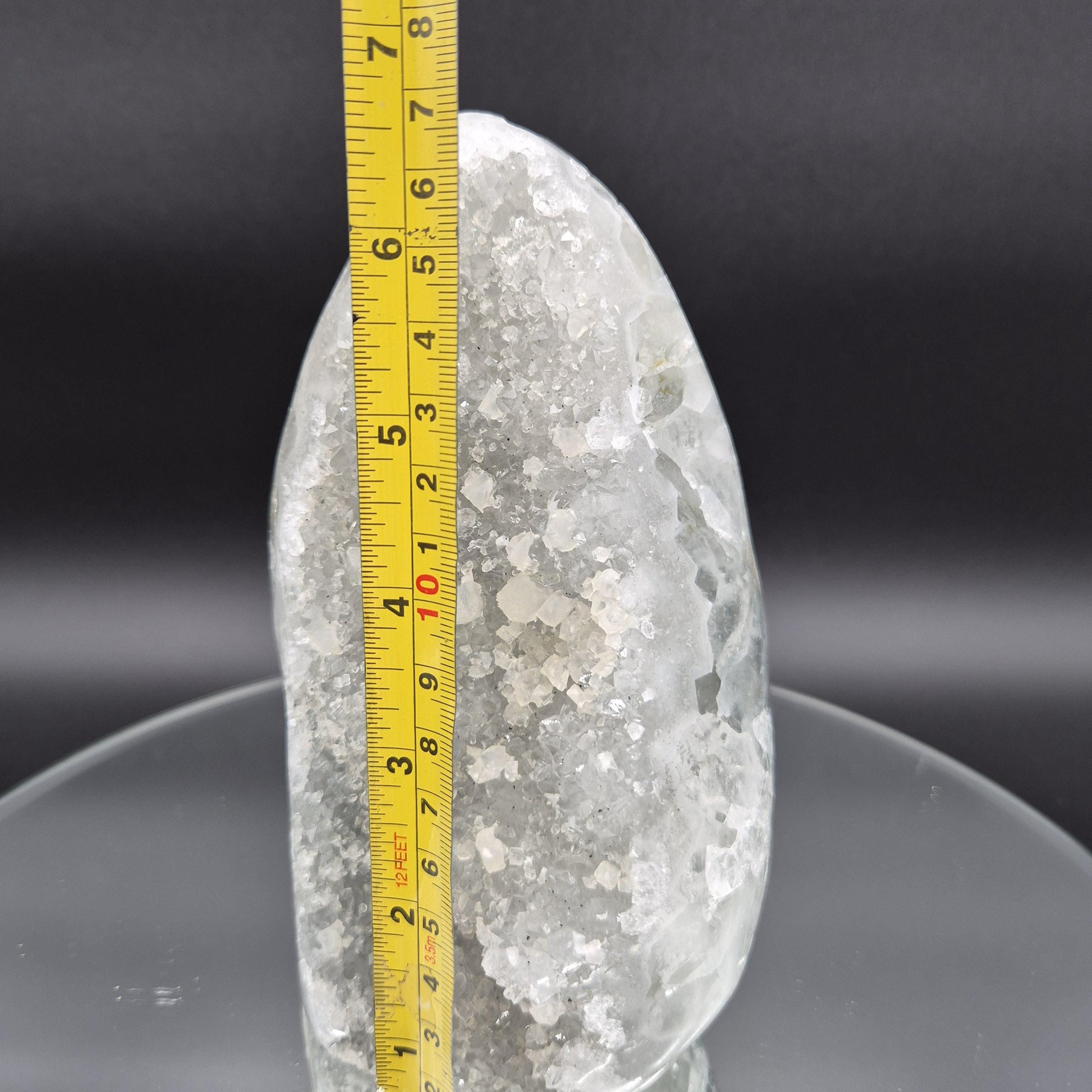 Green Amethyst Druzy with Calcite Cut Base 4.34 lbs 7x4x4 Uruguay Crystal Hoarder