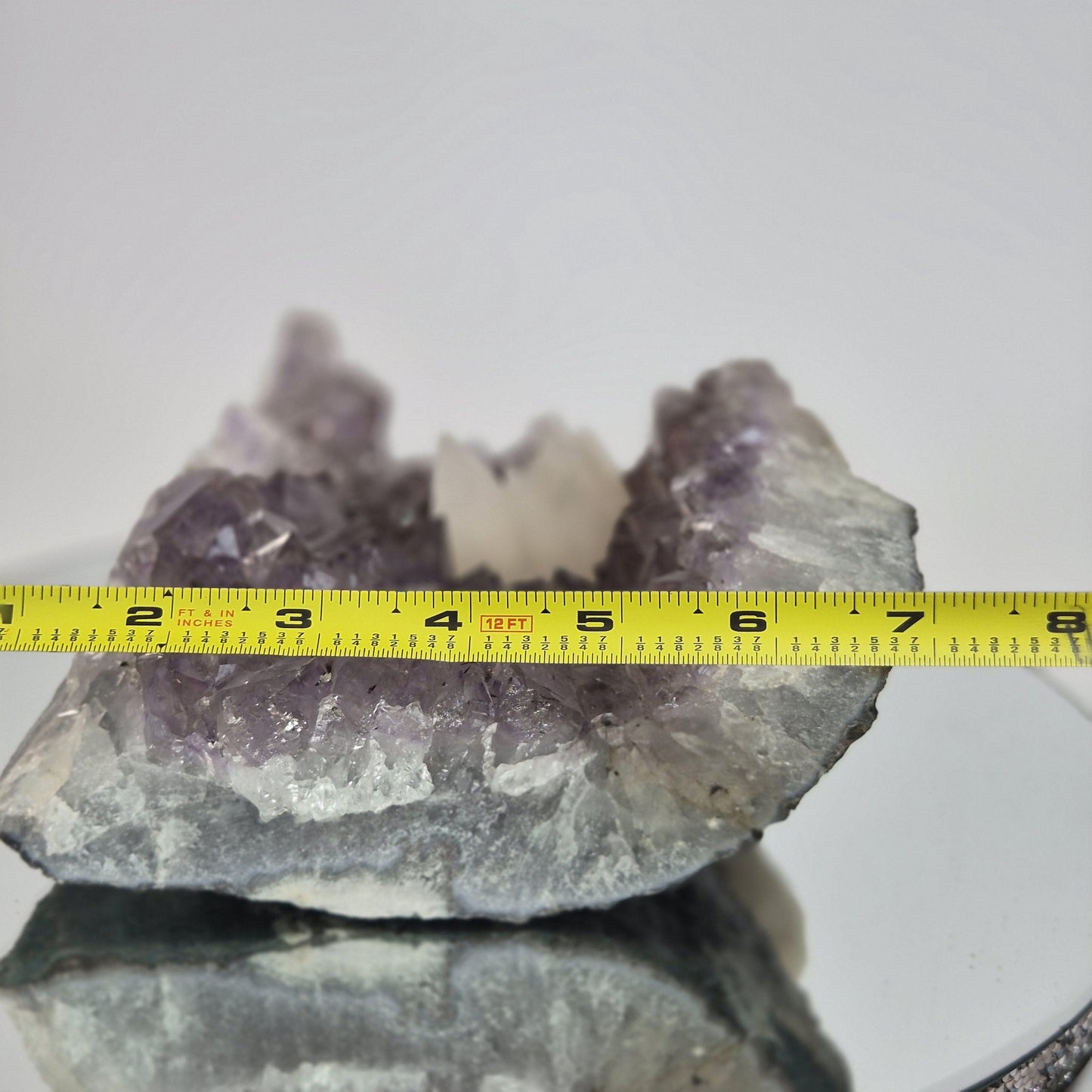 Super Rare White Mountain Calcite Points on Amethyst Cluster with Sugar Calcite Crystal Hoarder