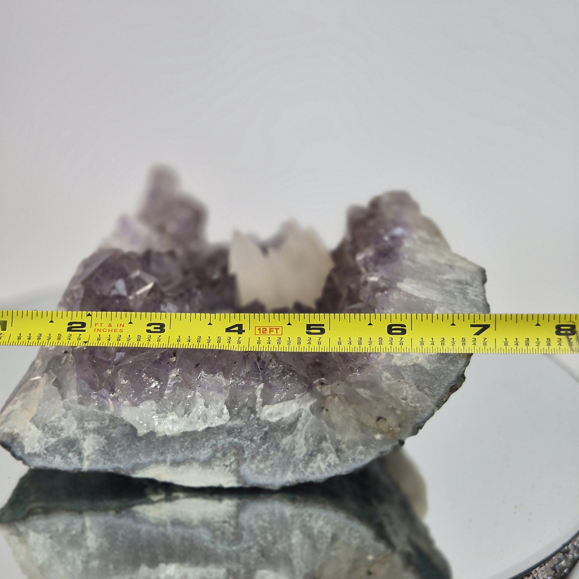 Super Rare White Mountain Calcite Points on Amethyst Cluster with Sugar Calcite Crystal Hoarder