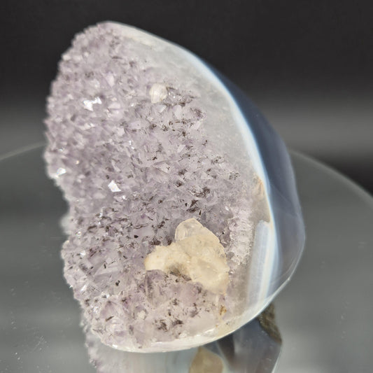 AAA+ Druzy Amethyst with UV Reactive Calcite Black Hematite Blue Banded Agate Freeform 4.58 lbs 7.5x4x3 Brazil Crystal Hoarder