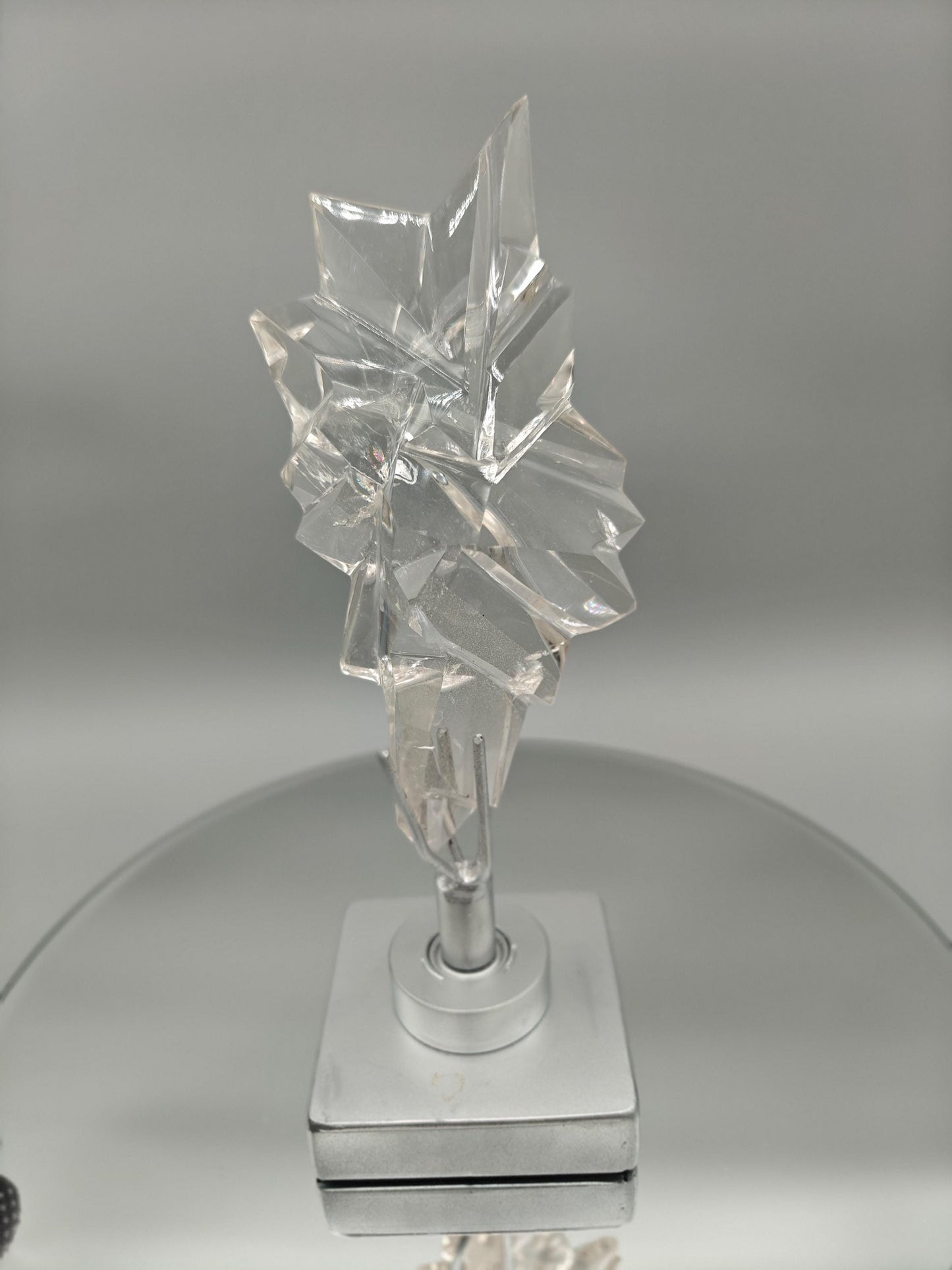 AAA+ Clear Quartz Faceted Sculpture Art - 9.5 x 3in - 1.76 lbs - Polished Quartz Crystal Display Crystal Hoarder