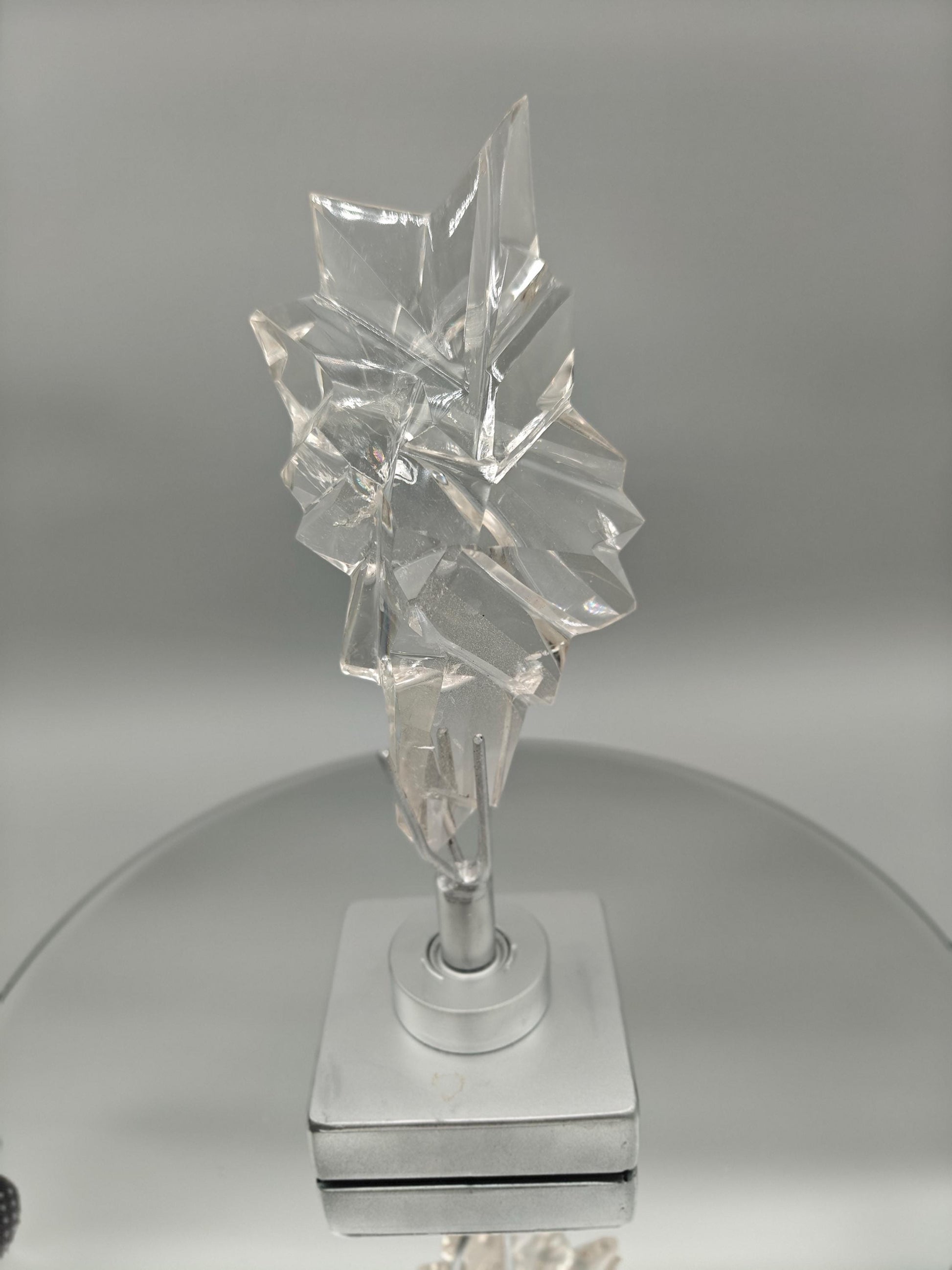 AAA+ Clear Quartz Faceted Sculpture Art - 9.5 x 3in - 1.76 lbs - Polished Quartz Crystal Display Crystal Hoarder
