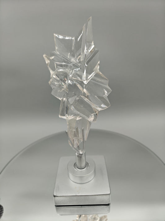 AAA+ Clear Quartz Faceted Sculpture Art - 9.5 x 3in - 1.76 lbs - Polished Quartz Crystal Display Crystal Hoarder