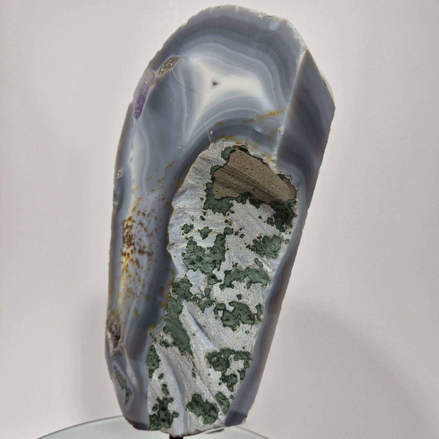Amethyst Statement Piece with Blue Banded Agate - Brazil Crystal Hoarder
