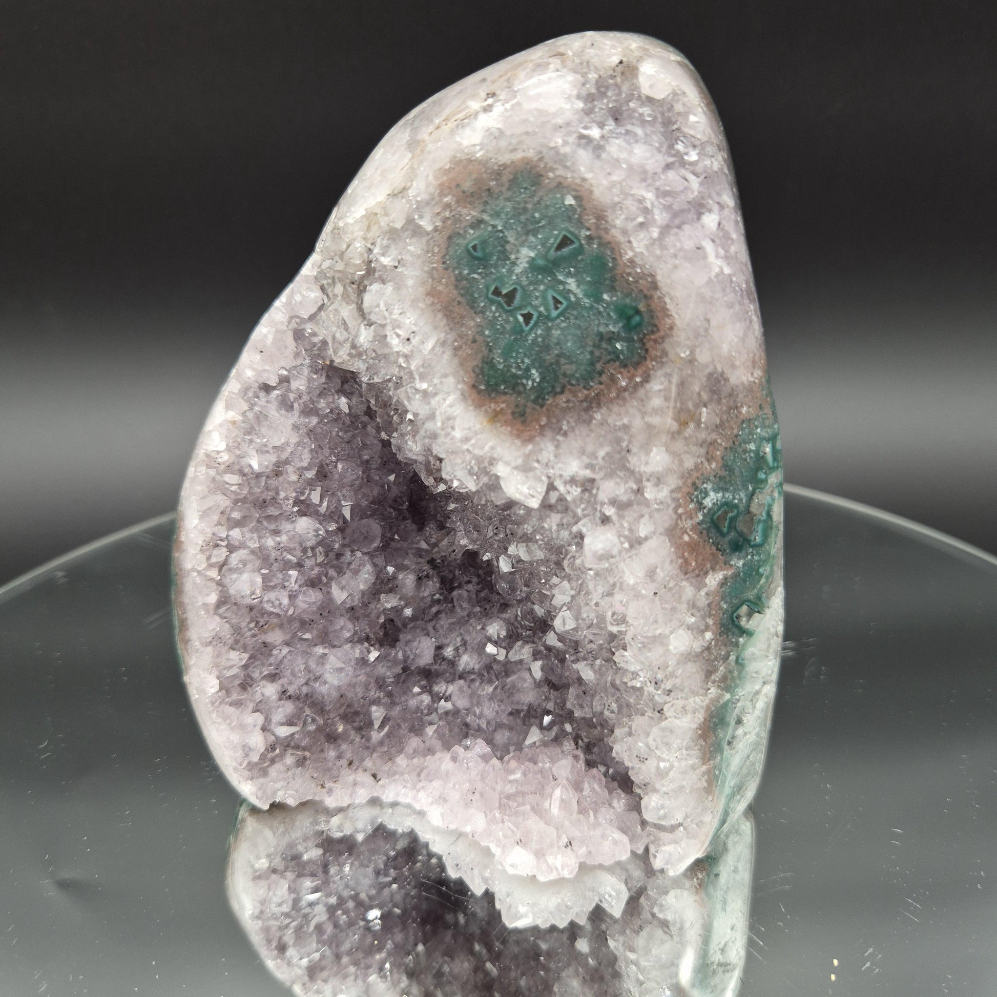 AAA+ Amethyst with Huge Green Jasper Stalactite – Uruguay – 3.05 lb Display Specimen Crystal Hoarder