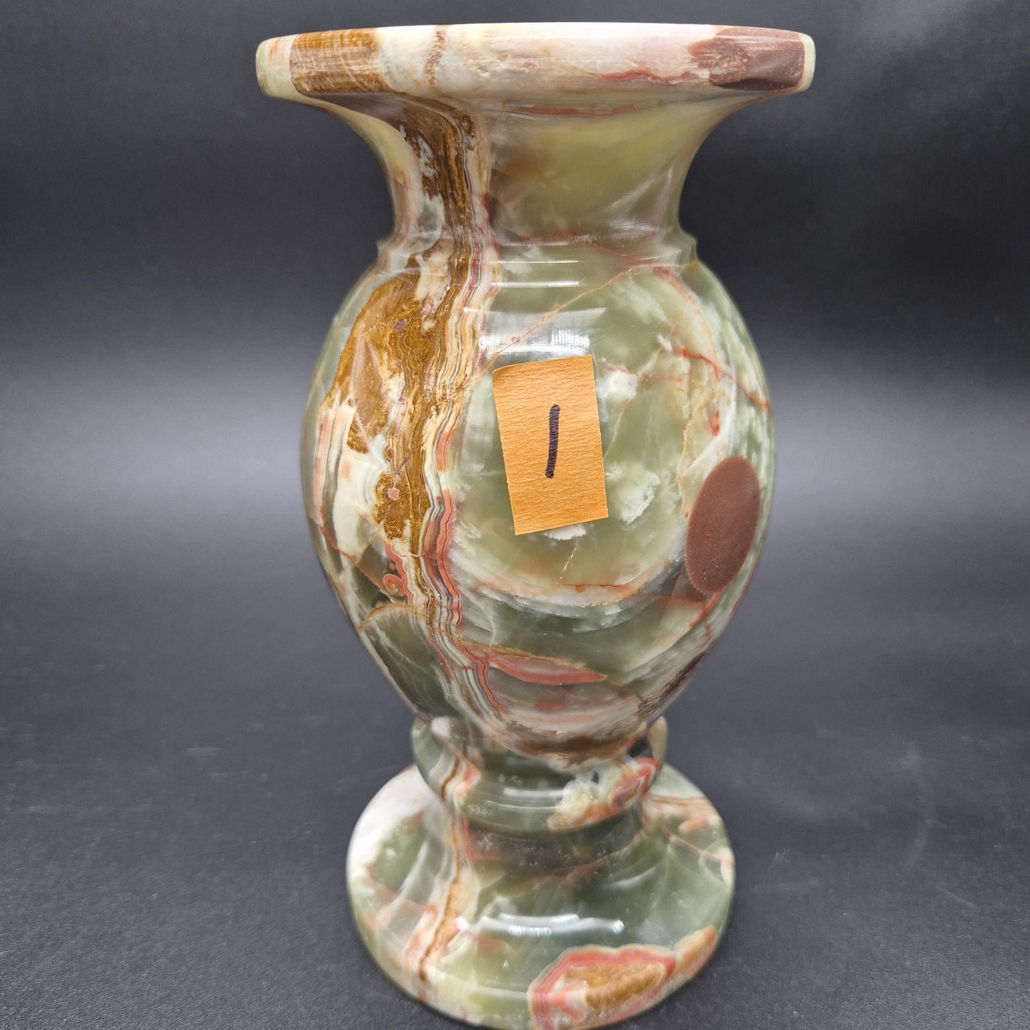 8 inch Polished Green Onyx Vase | Natural Stone Vase |  Hand Carved Onyx Vessel | Choose 1 of 2 | 4.5lbs