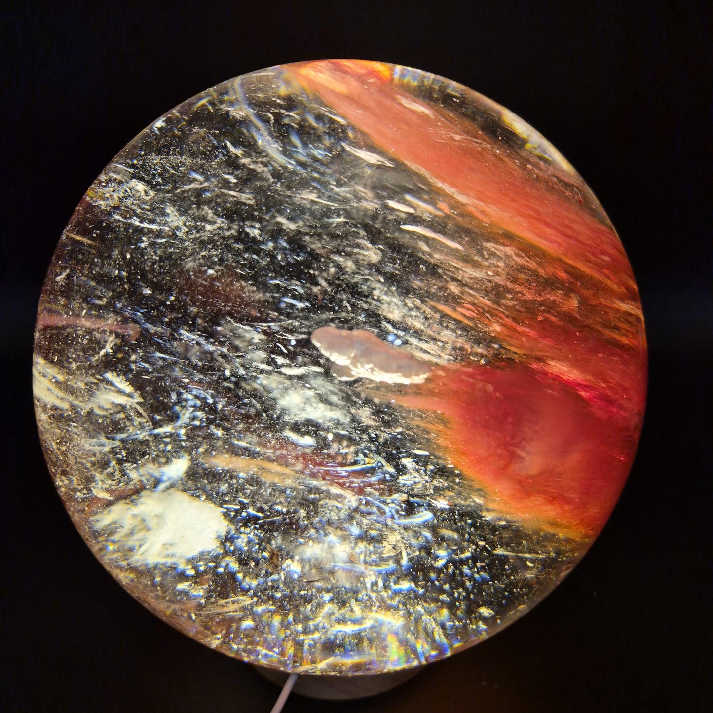 Huge AAA+ Red Smelt Quartz Sphere - 22.1 lbs - 7" (178mm) - Man Made Polished Crystal Ball - Optional Light Base - Statement Display