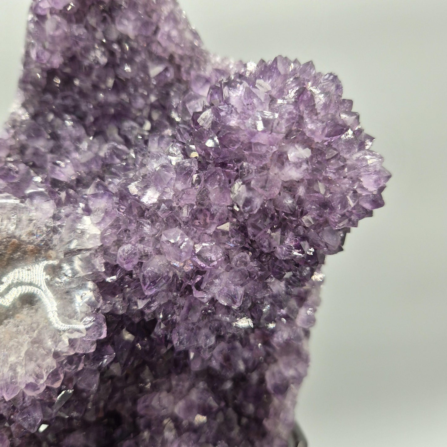 AAA+ Druzy Amethyst with Stalactite Eye on Stand - Uruguay Amethyst Specimen - 15in Tall Crystal Display - 9.375 lbs Crystal Hoarder