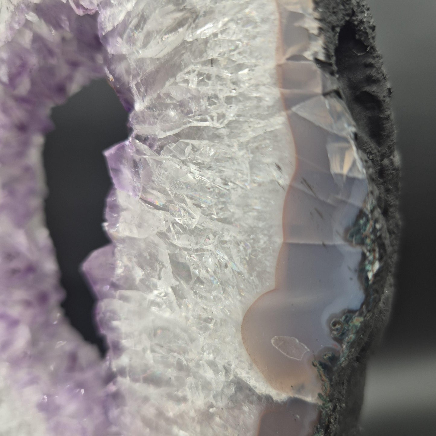 Amethyst Portal with Blue and Pink Agate Brazil 12x6.5x1.5 5.75 lbs Crystal Hoarder
