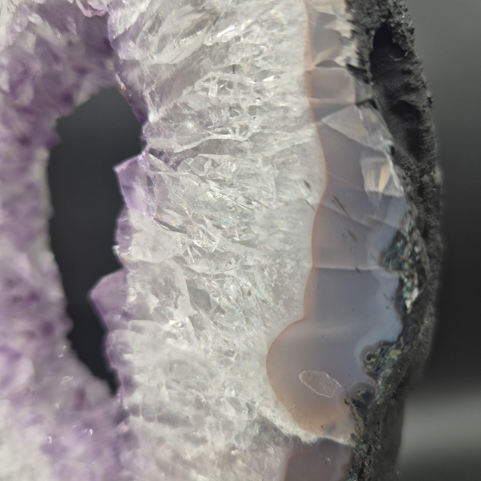 Amethyst Portal with Blue and Pink Agate Brazil 12x6.5x1.5 5.75 lbs Crystal Hoarder
