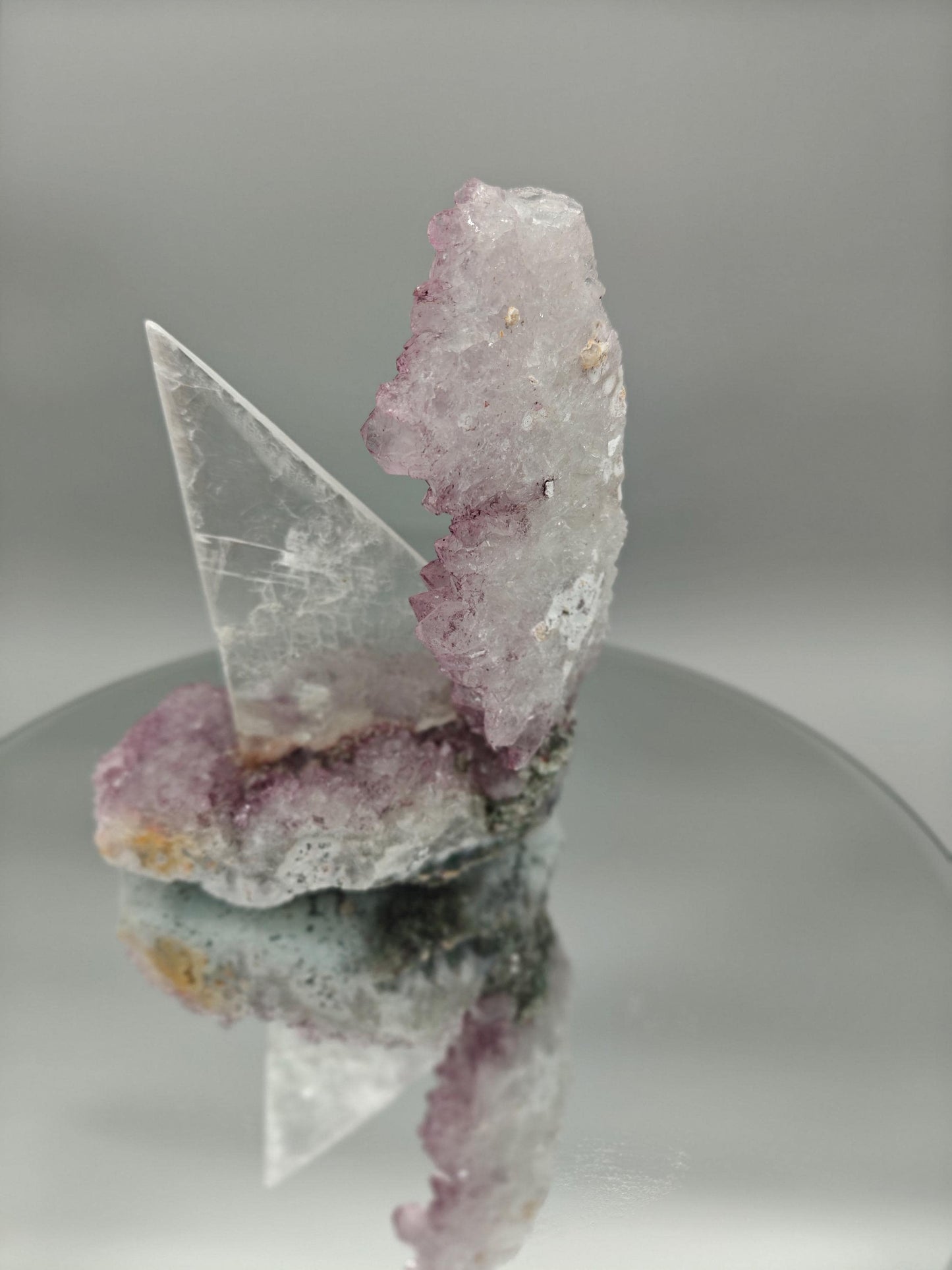 Zeolite Amethyst Flower with Selenite Sculpture - Brazilian Crystal Specimen - Natural Mineral Display - 6.5in Tall Statement Piece Crystal Hoarder