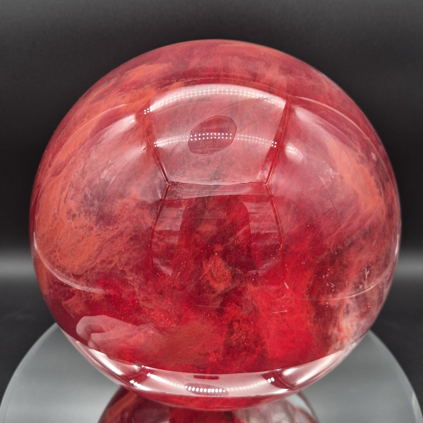 Huge AAA+ Red Smelt Quartz Sphere 27 lbs - 8in (203mm) Crystal Ball - Massive Deep Red Sphere - Optional LED Light Base Crystal Hoarder