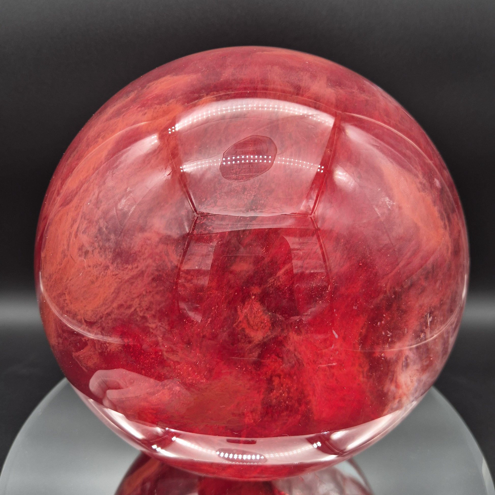 Huge AAA+ Red Smelt Quartz Sphere 27 lbs - 8in (203mm) Crystal Ball - Massive Deep Red Sphere - Optional LED Light Base Crystal Hoarder