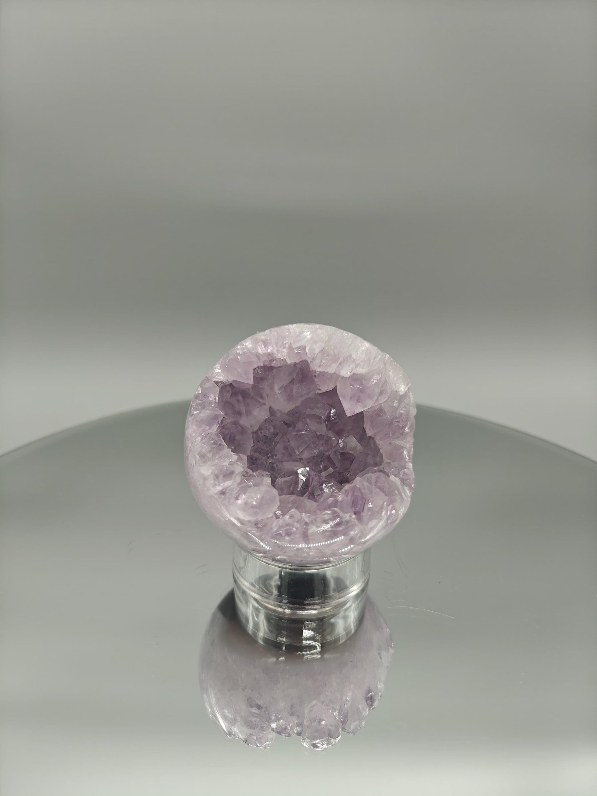 Amethyst Sphere with Agate - Brazil - 3in Diameter - 12.85 oz - Natural Crystal Display Crystal Hoarder