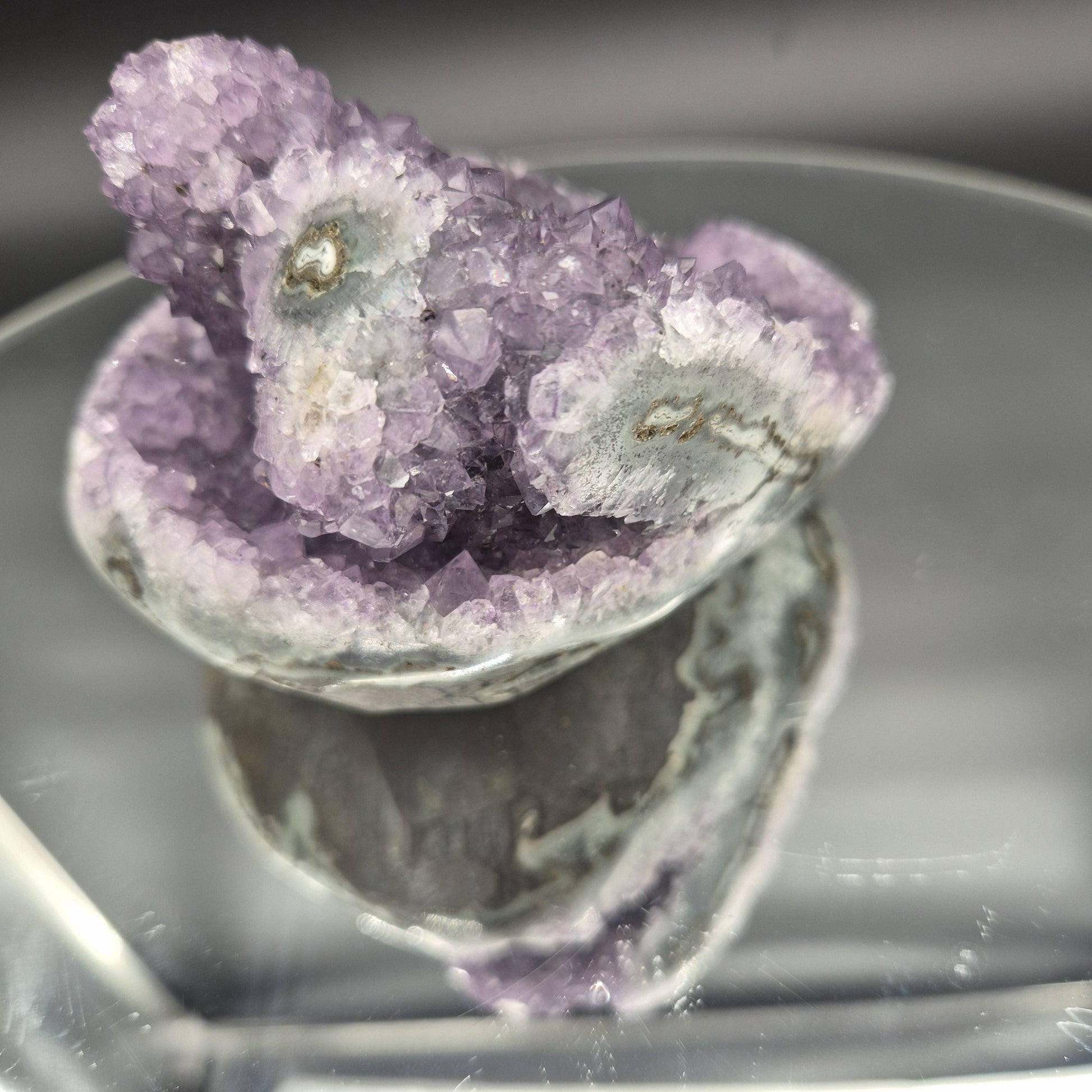 Mini Mountain Amethyst with Stalactite - Uruguay Crystal Specimen - 4 x 3.5in - 1.45 lbs - Natural Collector Display Crystal Hoarder