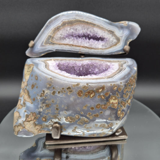 Decorative Amethyst with Blue Banded Agate Jewelry Box Uruguay 9.09 lb 8x7.5x6 Crystal Display Geode Crystal Hoarder