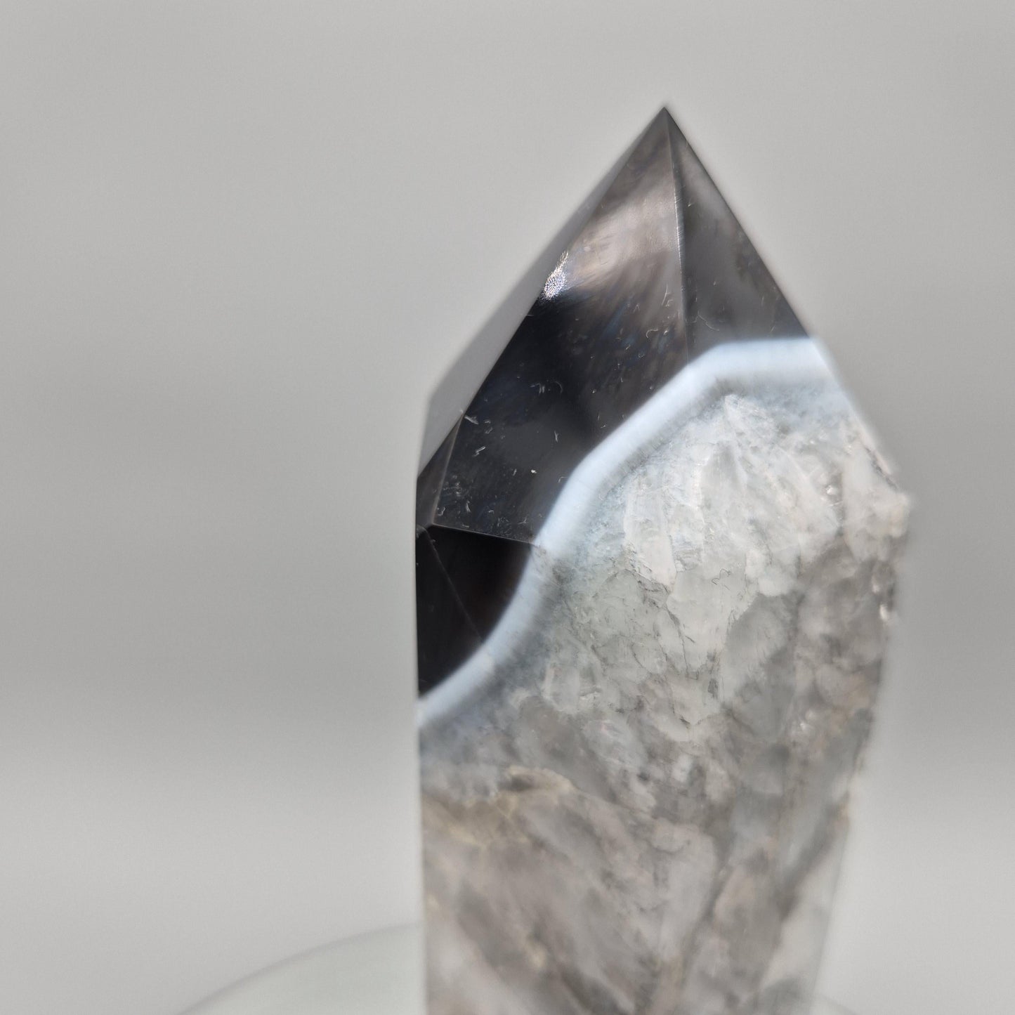 Huge AAA+ Black Agate in Quartz Tower – Statement Crystal Point Crystal Hoarder