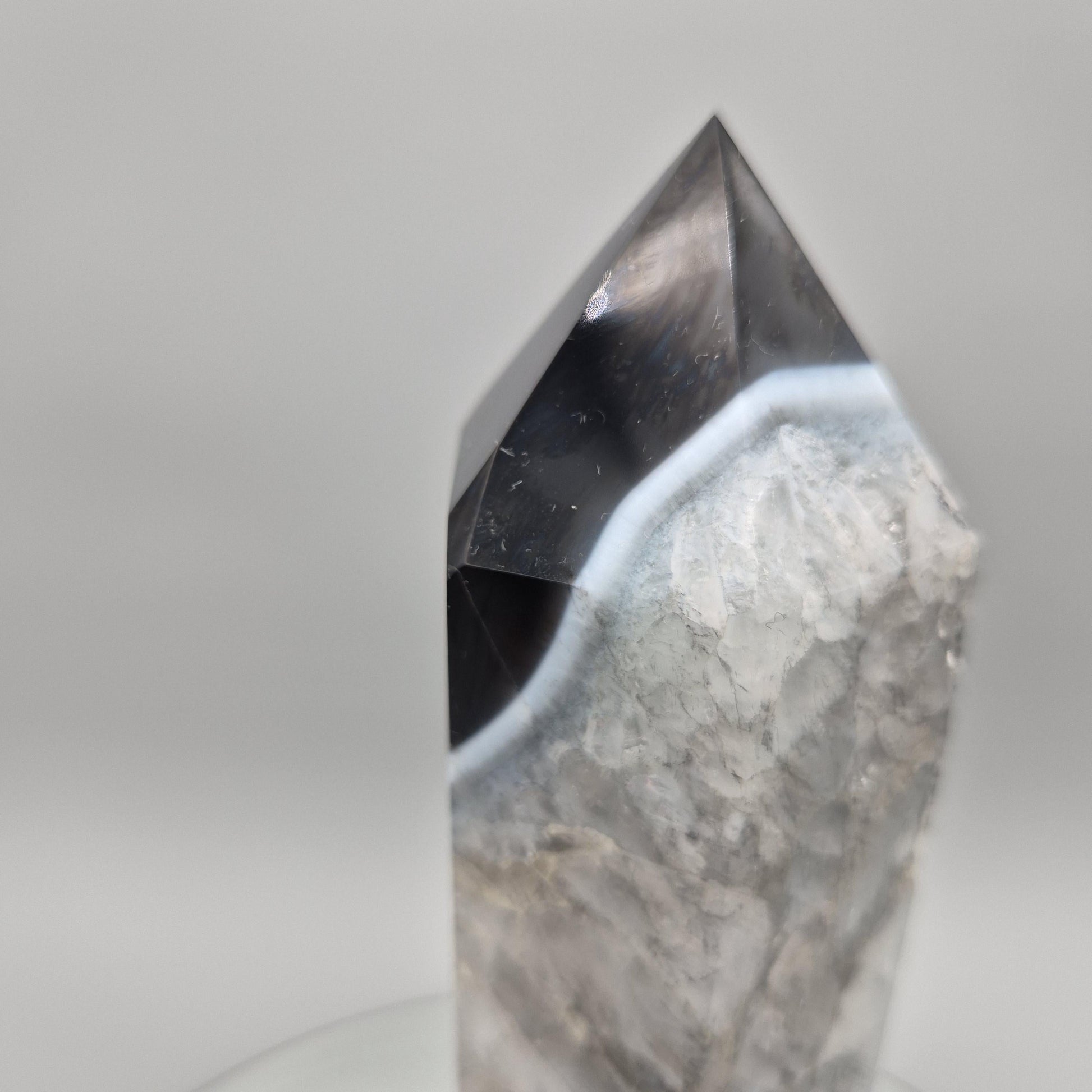 Huge AAA+ Black Agate in Quartz Tower – Statement Crystal Point Crystal Hoarder